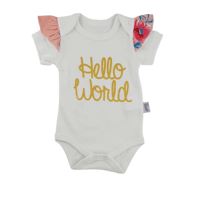 komplet dziewczecy body hello world onno