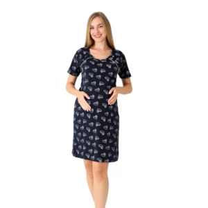 koszula ciążowa do karmienia granatowa w serduszka