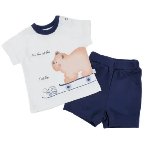 komplet niemowlęcy bluzka i szorty dla chłopca, letnie ubranka dla niemowląt