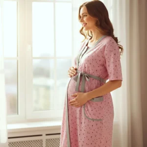 szlafrok ciążowy różowy