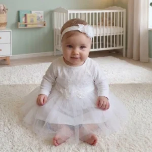 Sukienka do Chrztu z długim rękawe