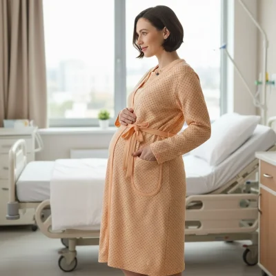 szlafrok morelowy do koszuli ciążowej