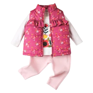 dres niemowlęcy z bezrękawnikiem z kapturem różowy bezrękawniki dla niemowląt