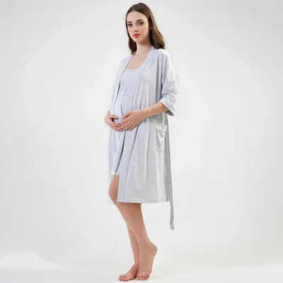 koszula do karmienia i szlafrok - szara