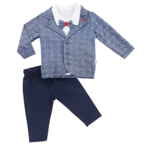 Komplet błękitna marynarka niemowlęca, koszula i spodnie