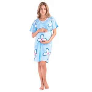 Błękitna koszula do karmienia bawełniana