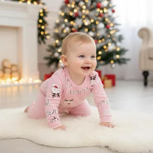 dres świąteczny dla dziewczynki happy różowy dres dla niemowlaka dziewczynki