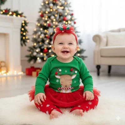 komplet body boże narodzenie ze spodenkami i opaską