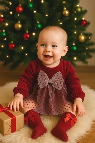 sukienka świąteczna dla niemowlaka bordowa ubranka świąteczne dla niemowlaka