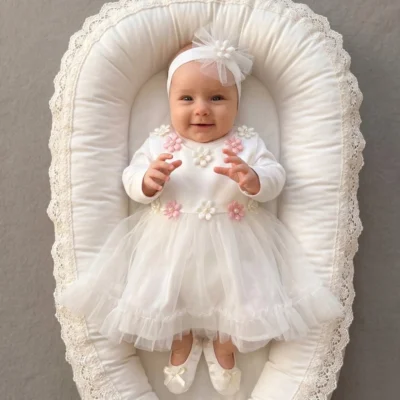 biała sukienka do chrztu 62 zestaw