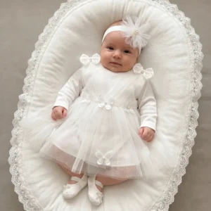 sukienka na chrzciny 62-68 zestaw motyle