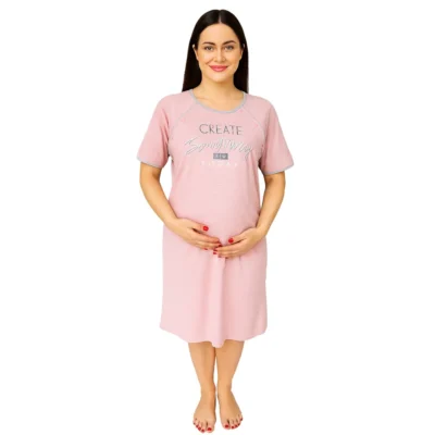 koszula nocna damska do karmienia - różowy melanż koszula ciążowa koszula do karmienia