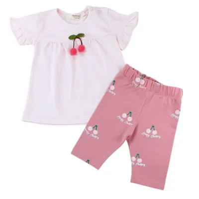 Tunika i legginsy dla dziewczynki wisienki letnie ubranka dla niemowląt