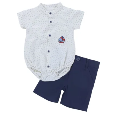 elegancki komplet dla chłopca na lato - granatowy letnie ubranka dla niemowląt