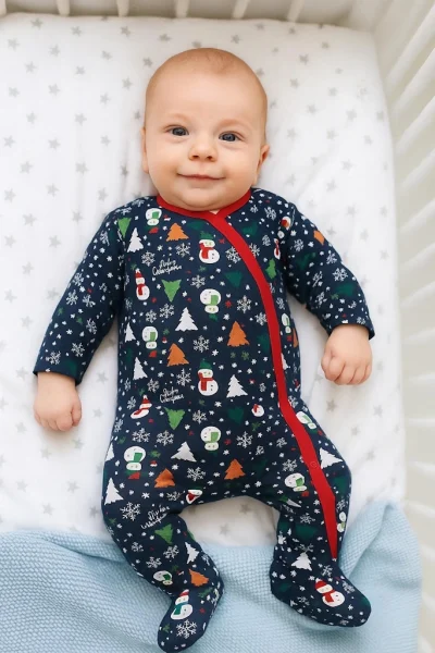 pajacyk świąteczny dla niemowląt granatowy