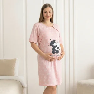 koszula nocna do karmienia plus size różowa koszula nocna do karmienia plus size