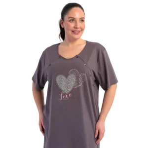 koszula do karmienia brązowa plus size