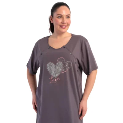 koszula do karmienia brązowa plus size