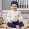 Komplet niemowlęcy dla chłopca z czapką garanatowy