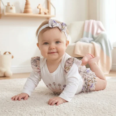 body i bloomersy komplet ubranek z opaską beż