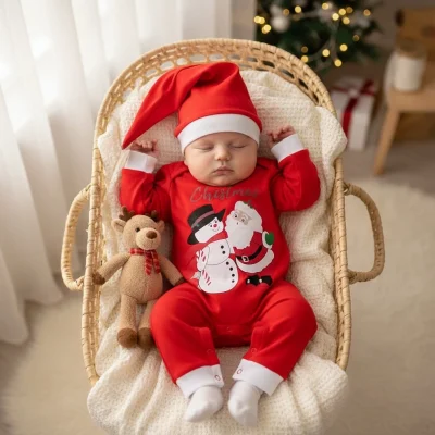 rampers świąteczny z czapeczką bałwan