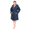 szlafrok granatowy polarowy z kapturem plus size