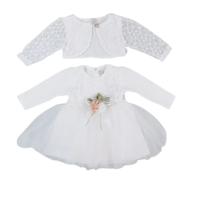 biała sukienka niemowlęca z bolerkiem ażurowym