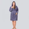 Szlafrok plus size ciążowy polarowy z kapturem - grafitowy