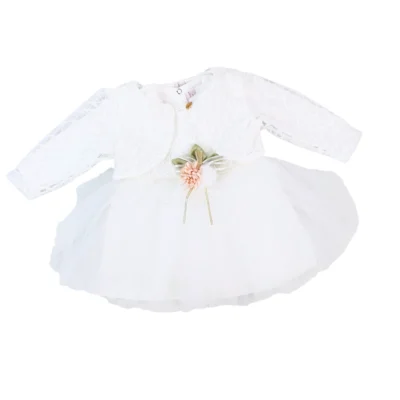 Sukienka do Chrztu dla dziewczynki z bolerkiem – biała