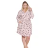 Szlafrok plus size ciążowy polarowy z kapturem - różowy