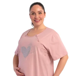 koszula nocna plus size do karmienia różowa