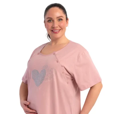 koszula nocna plus size do karmienia różowa