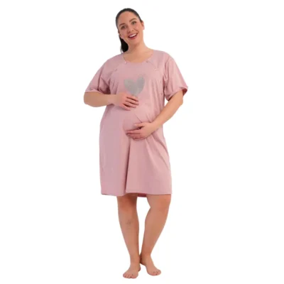 koszula nocna plus size do karmienia różowa